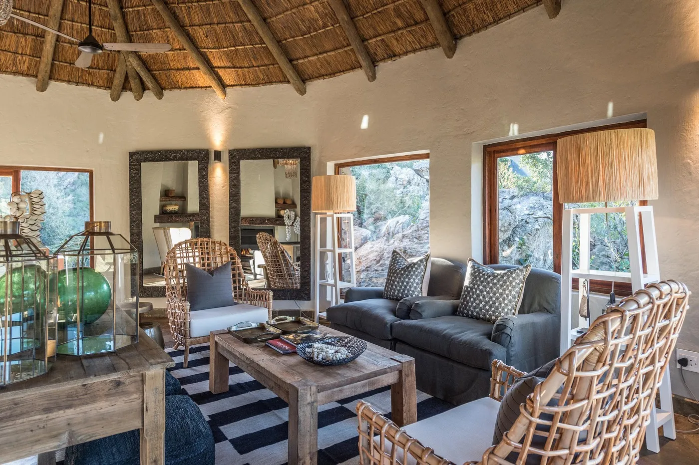 Inzolo Lodge suite overlooking the waterhole at Lalibela