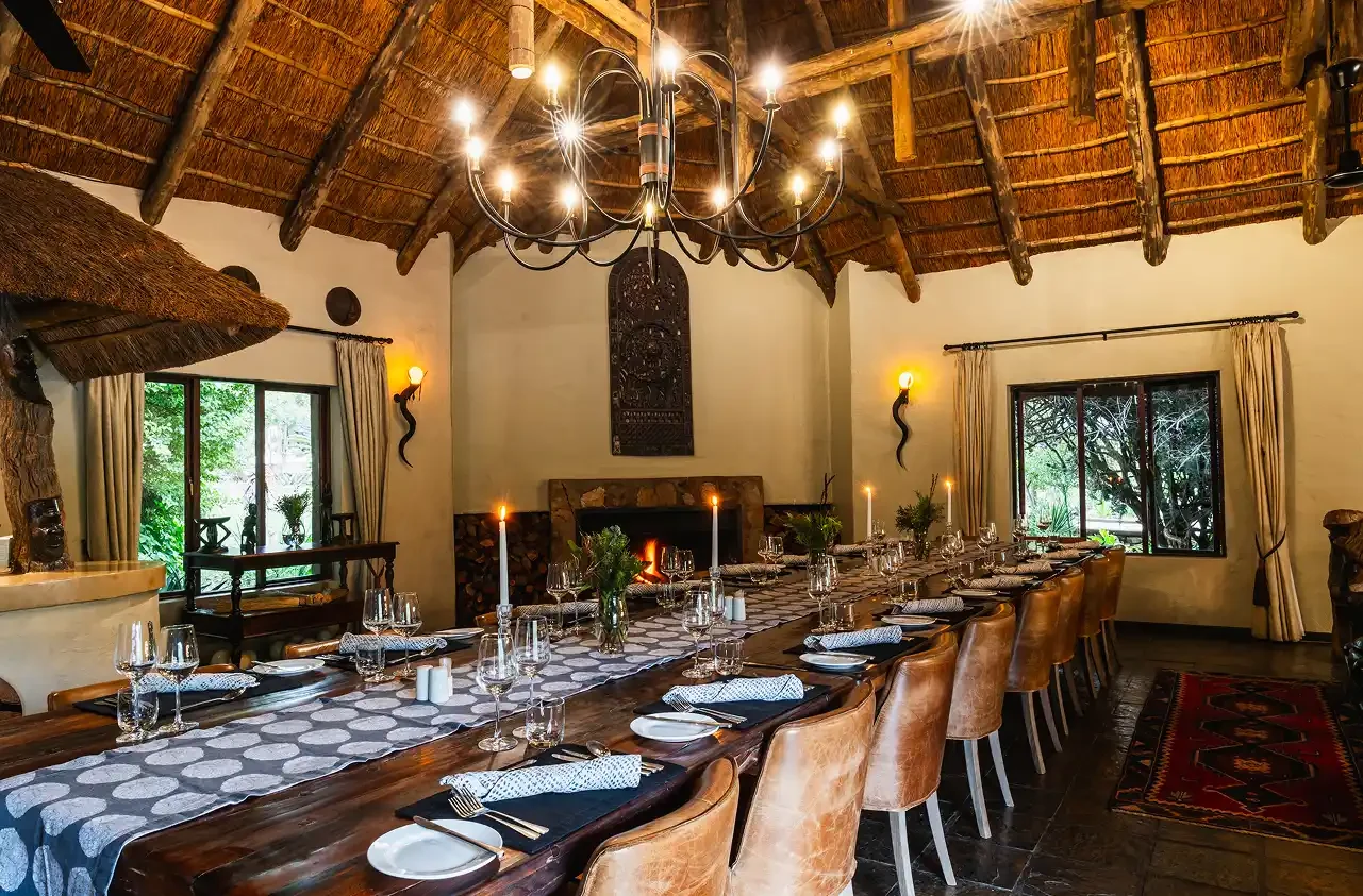 Lentaba long dining table for shared safari meals
