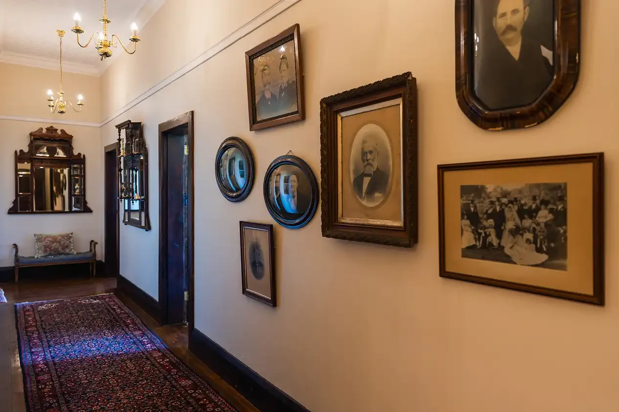 Mills Manor gallery wall with framed African artwork