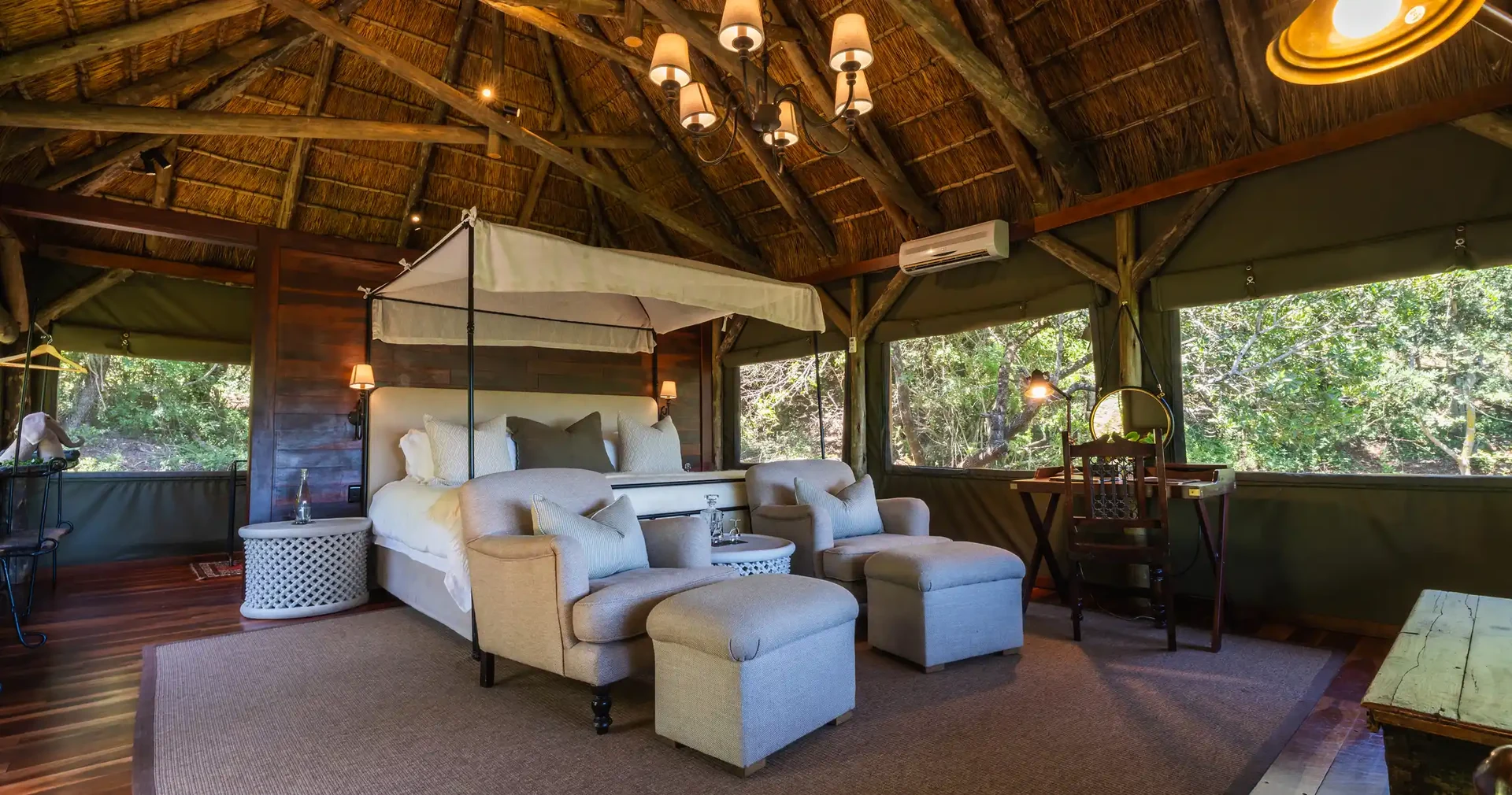 Tree Tops lounge interior under canvas